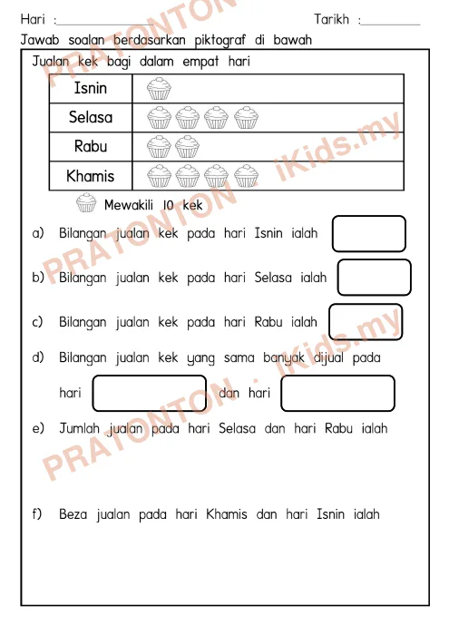Pratonton muka 2 lembaran Perwakilan Data — Matematik Tahun 4