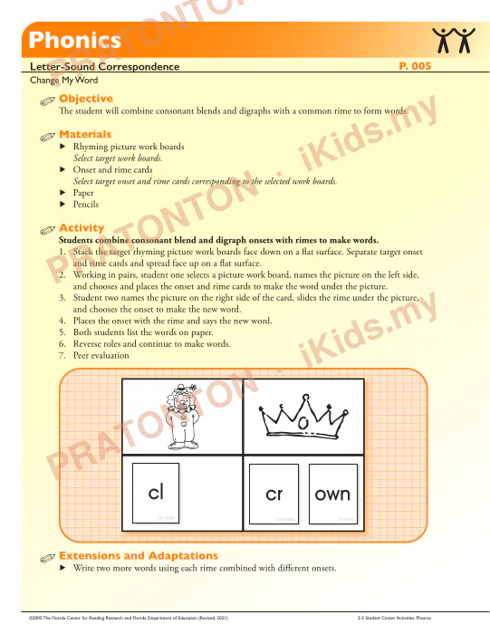 Pratonton muka 1 lembaran Phonics — Bahasa Inggeris Tahun 2