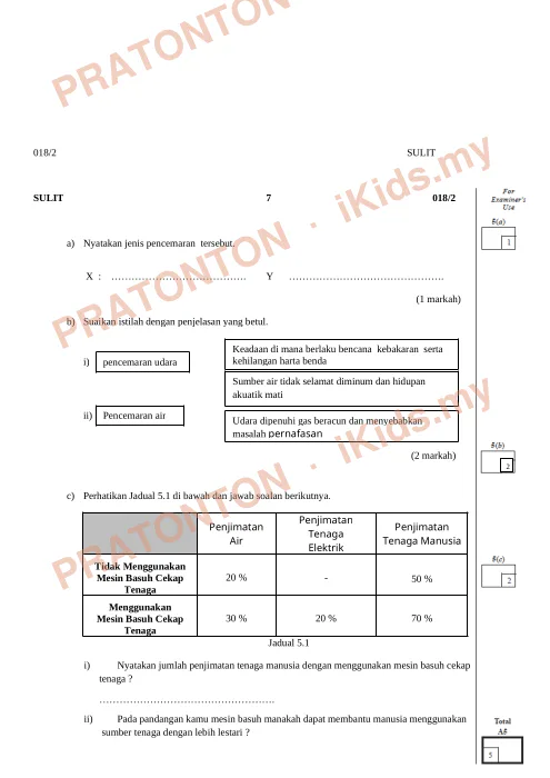 Pratonton muka 7 lembaran PKSR 1 2016 — Sains — Sains Tahun 5