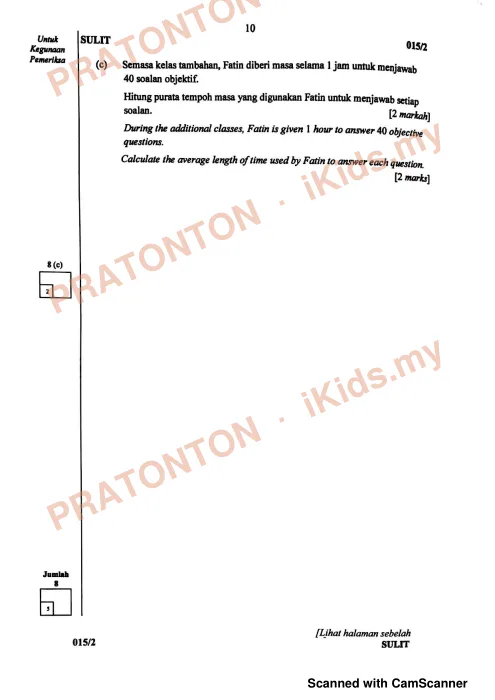 Pratonton muka 10 lembaran Pra UPSR Siri 1/2019 Negeri Sembilan — Matematik Kertas 2 — Matematik Tahun 6