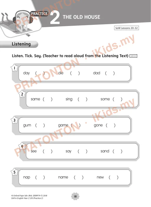 Pratonton muka 1 lembaran PRACTICE — Bahasa Inggeris Tahun 2