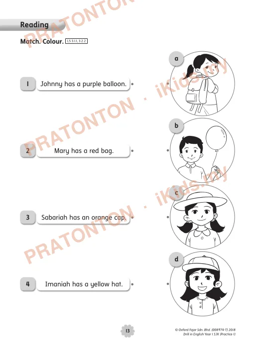 Pratonton muka 3 lembaran PRACTICE — Bahasa Inggeris Tahun 1