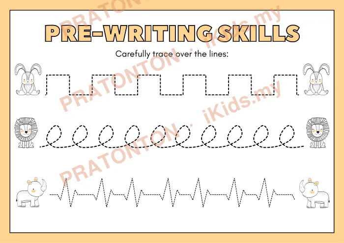 Pratonton muka 1 lembaran PRE-WRITING SKILLS — Bahasa Inggeris Tahun 1