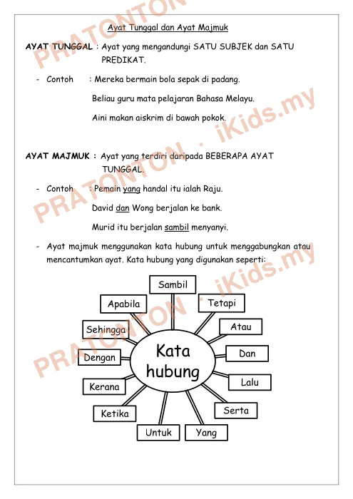 Pratonton muka 1 lembaran PREDIKAT. — Bahasa Melayu Tahun 1