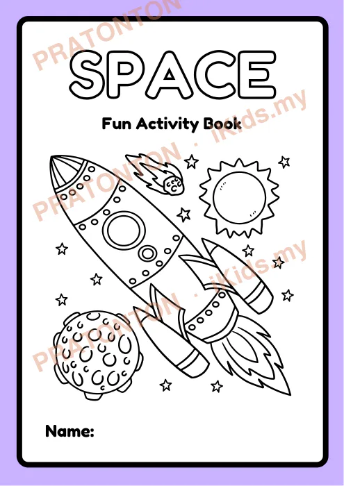 Pratonton muka 1 lembaran Purple Fun Space Activity Worksheets — Mewarna Anak Istimewa