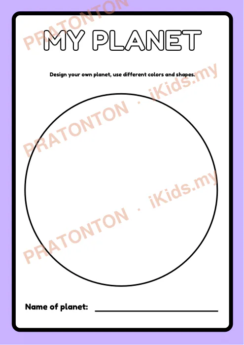Pratonton muka 7 lembaran Purple Fun Space Activity Worksheets — Mewarna Anak Istimewa