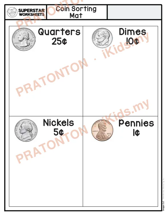 Pratonton muka 1 lembaran Quarters — Matematik Tahun 1