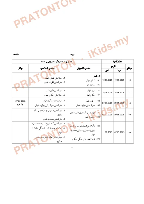 Pratonton muka 5 lembaran Rancangan Pengajaran Sesi Akademik 2025/2026 — Munakahat Darjah 6 — Pendidikan Islam Tahun 6