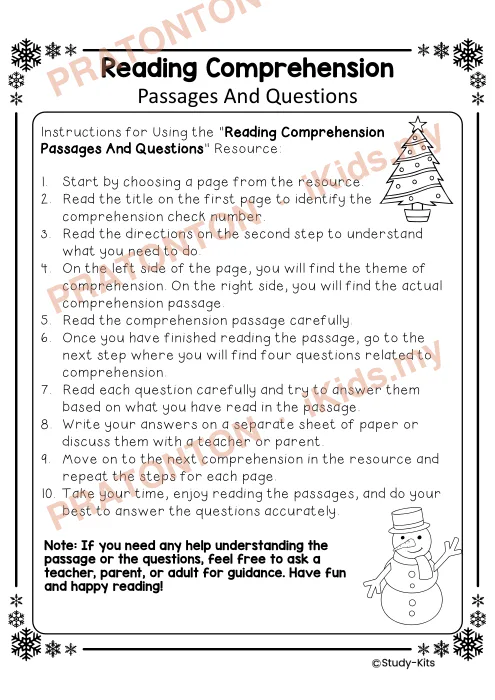 Pratonton muka 1 lembaran Reading Comprehension Checks December Build Fluency and Confidence (NO PREP) — Bahasa Inggeris Tahun 2