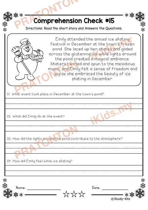 Pratonton muka 16 lembaran Reading Comprehension Checks December Build Fluency and Confidence (NO PREP) — Bahasa Inggeris Tahun 2