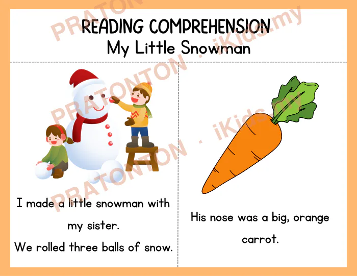 Pratonton muka 1 lembaran Reading Comprehension — Bahasa Inggeris Tahun 1