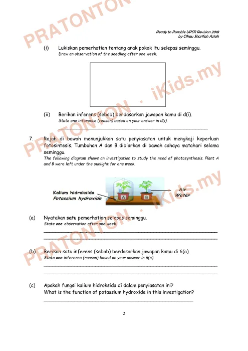 Pratonton muka 2 lembaran Ready to Rumble UPSR 2018 — Sains: Fotosintesis — Sains Tahun 6