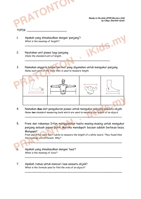 Pratonton muka 1 lembaran Ready to Rumble UPSR 2018 — Sains: Pengukuran — Sains Tahun 6