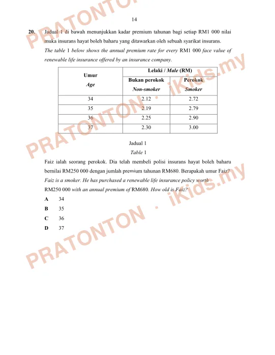 Pratonton muka 13 lembaran RUMUS MATEMATIK — Matematik Tahun 1