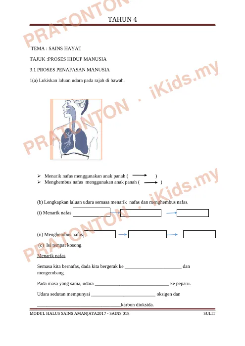 Pratonton muka 1 lembaran Sains Hayat — Sains Tahun 4