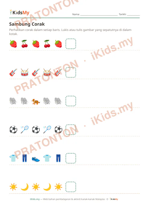 Pratonton muka 1 lembaran Sambung Corak (Set 2) — Logik/Teka-teki Anak Istimewa