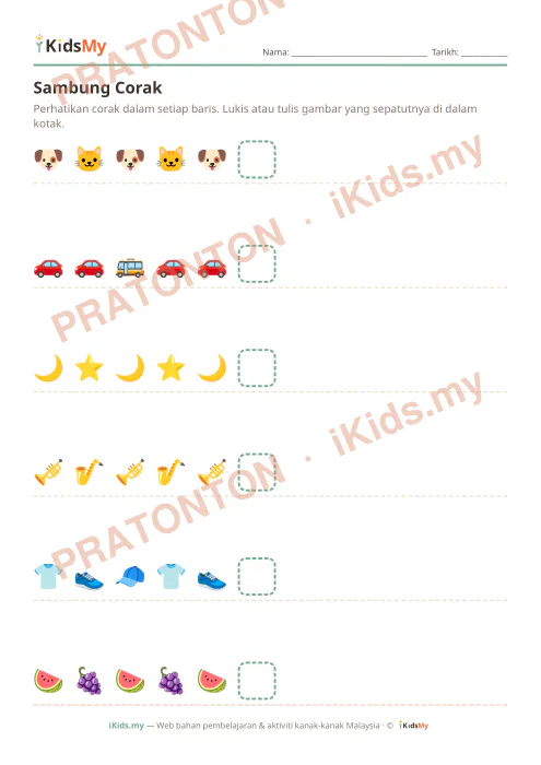 Pratonton muka 1 lembaran Sambung Corak (Set 3) — Logik/Teka-teki Anak Istimewa