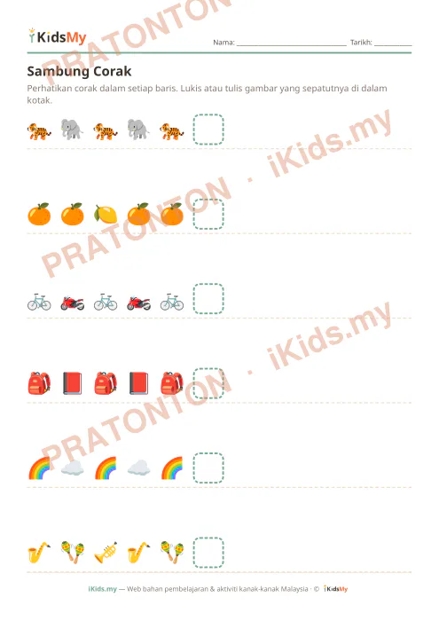 Pratonton muka 1 lembaran Sambung Corak (Set 4) — Logik/Teka-teki Anak Istimewa