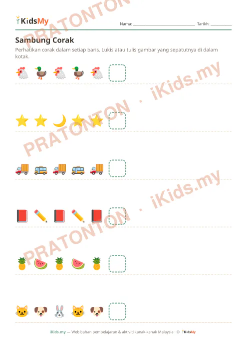 Pratonton muka 1 lembaran Sambung Corak (Set 5) — Logik/Teka-teki Anak Istimewa
