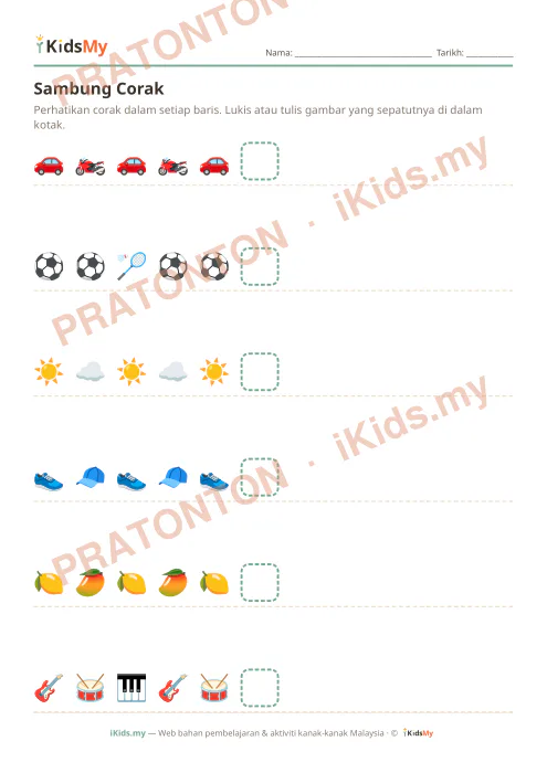 Pratonton muka 1 lembaran Sambung Corak (Set 6) — Logik/Teka-teki Anak Istimewa