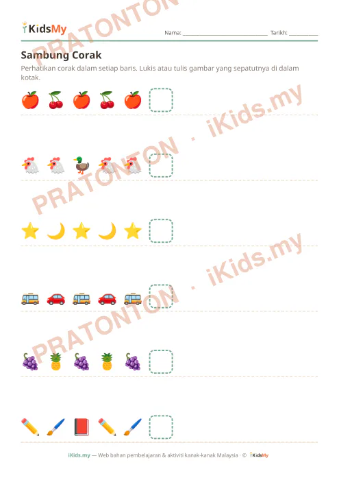 Pratonton muka 1 lembaran Sambung Corak (Set 7) — Logik/Teka-teki Anak Istimewa