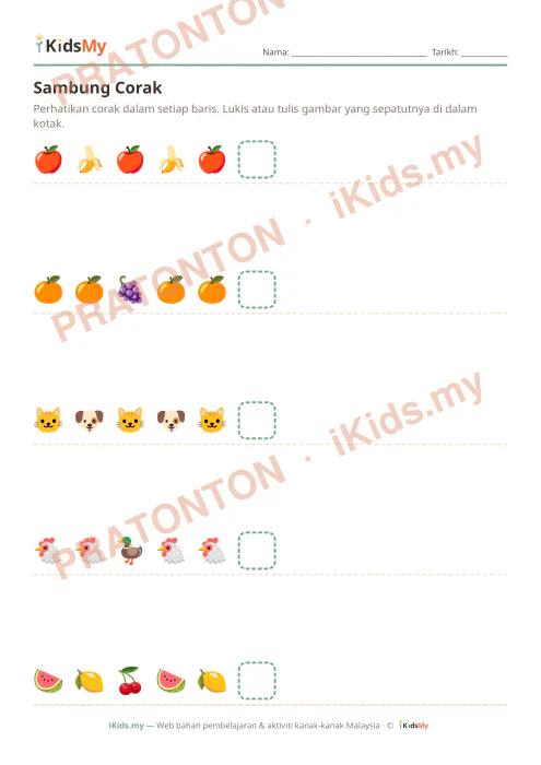 Pratonton muka 1 lembaran Sambung Corak — Logik/Teka-teki Anak Istimewa