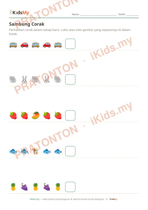 Pratonton muka 2 lembaran Sambung Corak — Logik/Teka-teki Anak Istimewa