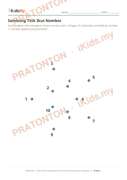 Pratonton muka 1 lembaran Sambung Titik Ikut Nombor (Bintang) — Matematik Anak Istimewa