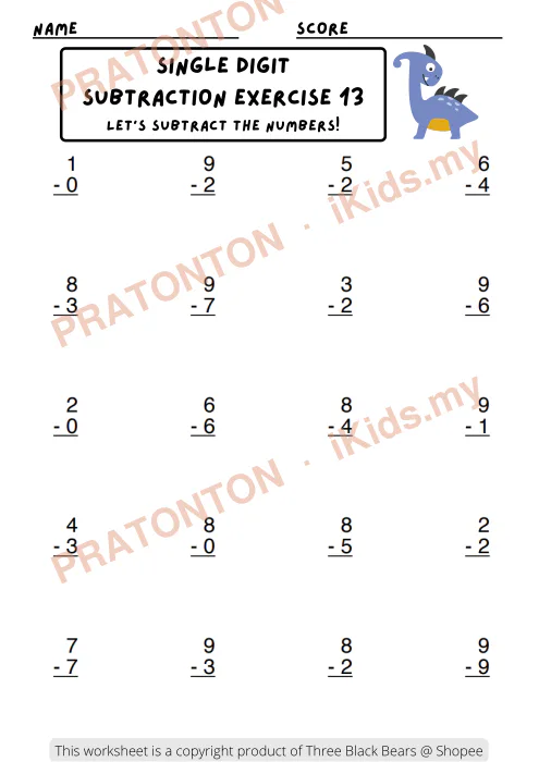 Pratonton muka 13 lembaran Score — Matematik Tahun 1