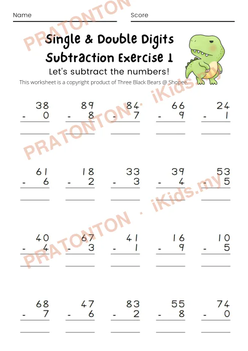 Pratonton muka 1 lembaran Score — Matematik Tahun 1