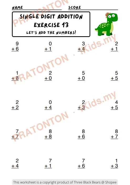Pratonton muka 13 lembaran Score — Matematik Tahun 1