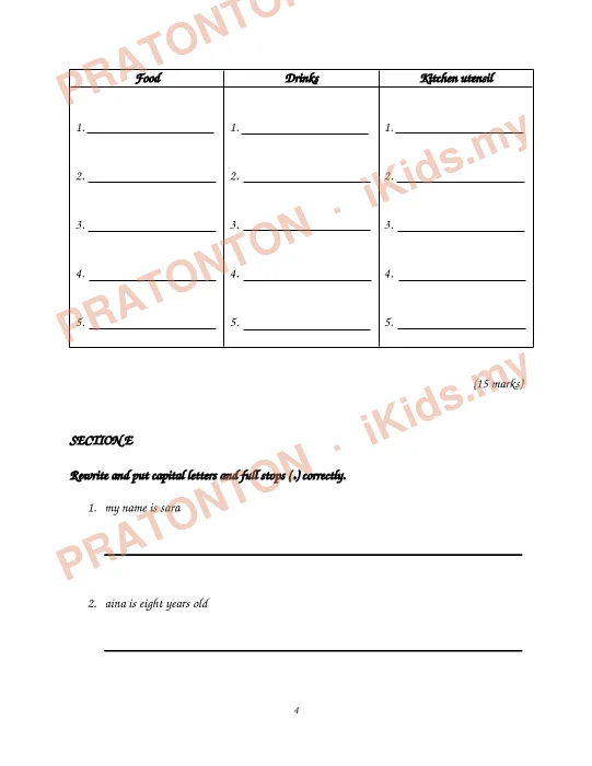 Pratonton muka 4 lembaran SECTION A — Bahasa Inggeris Tahun 2