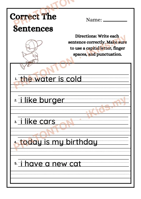 Pratonton muka 5 lembaran SENTENCE 02 — Bahasa Inggeris Tahun 2