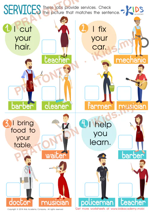 Pratonton muka 1 lembaran SERVICES — Bahasa Inggeris Tahun 2