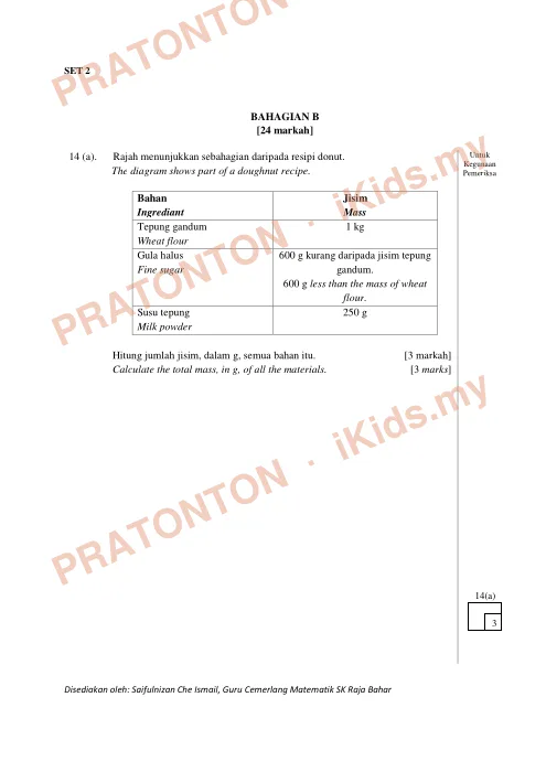 Pratonton muka 7 lembaran Latihan Matematik Set 2 — Matematik Tahun 4