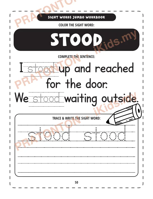Pratonton muka 50 lembaran SIGHT WORDS JUMBO WORKBOOK — Bahasa Inggeris Tahun 1