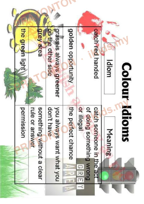 Pratonton muka 1 lembaran Simpulan Bahasa Berkaitan Warna (Colour Idioms) — Bahasa Inggeris Tahun 6