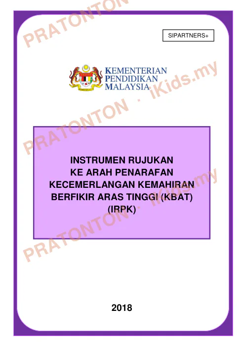 Pratonton muka 1 lembaran SIPARTNERS+ — Matematik Tahun 1