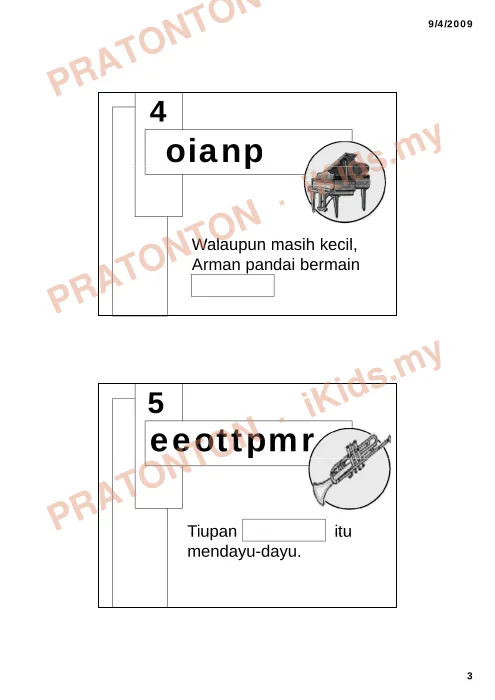 Pratonton muka 3 lembaran SIRI KOSA KATA — Bahasa Inggeris Tahun 3