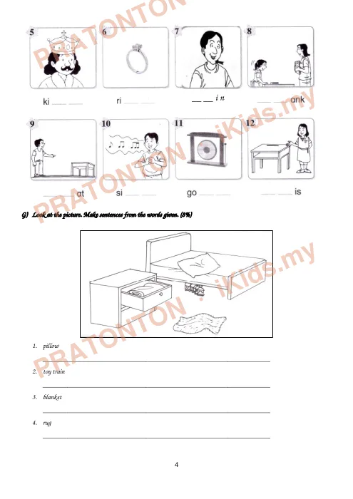 Pratonton muka 4 lembaran SJK(C) Tung Kiew Year 2 English Test — Bahasa Inggeris Tahun 2
