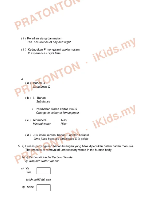 Pratonton muka 3 lembaran Skema Jawapan Sains — Kertas 1 dan Kertas 2 — Sains Tahun 6
