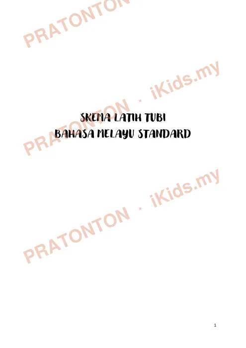 Pratonton muka 1 lembaran SKEMA LATIH TUBI — Bahasa Melayu Tahun 1