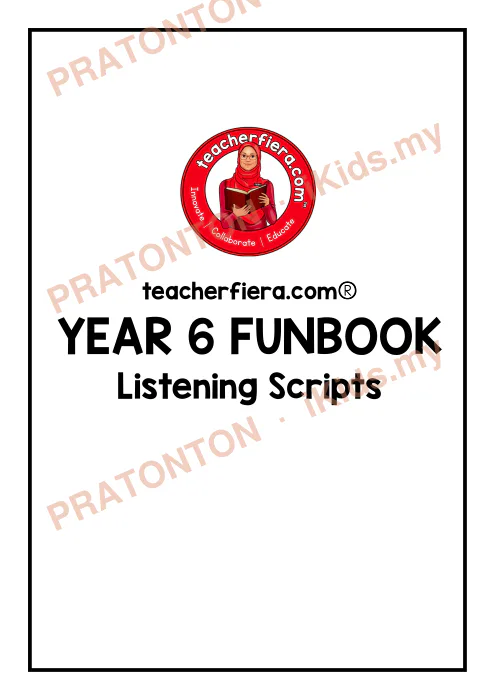 Pratonton muka 1 lembaran Skrip Mendengar Funbook CEFR Tahun 6 — Bahasa Inggeris Tahun 6