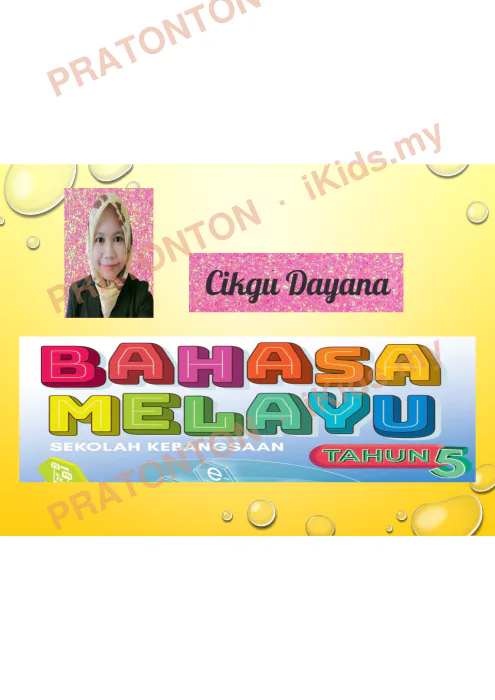 Pratonton muka 1 lembaran Slaid Bahasa Melayu Tahun 5 — Objektif Pembelajaran (Set 1) — Bahasa Melayu Tahun 5