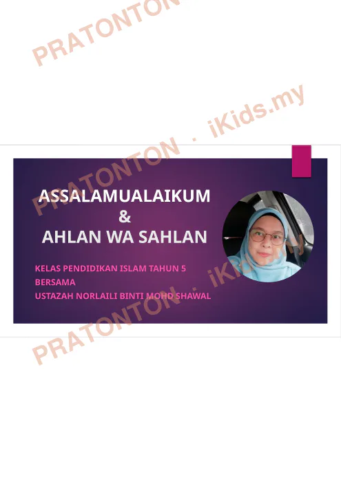 Pratonton muka 1 lembaran Slaid Pendidikan Islam Tahun 5 — Assalamualaikum dan Ahlan Wa Sahlan — Pendidikan Islam Tahun 5