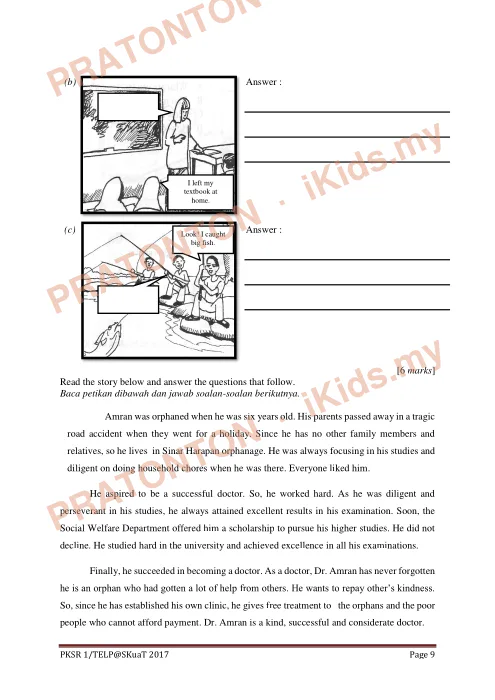 Pratonton muka 9 lembaran Soalan Bahasa Inggeris Tahun 5 — Modul 2 — Bahasa Inggeris Tahun 5