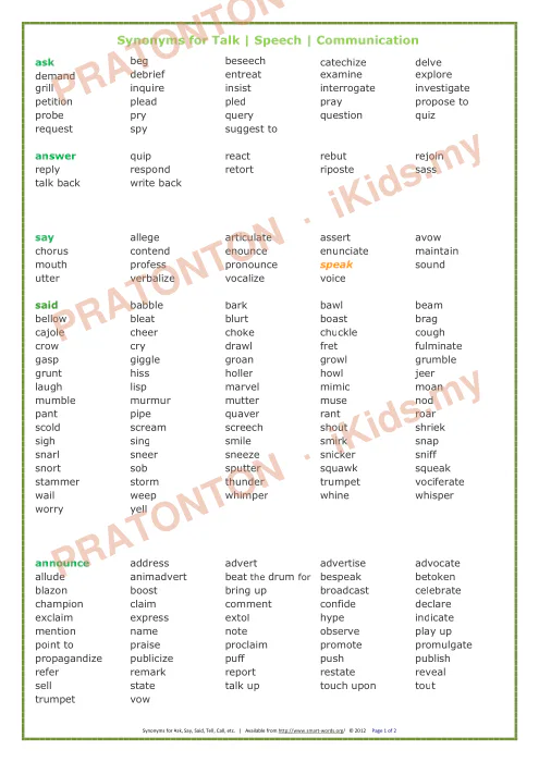 Pratonton muka 1 lembaran Soalan Bahasa Inggeris — Bahasa Inggeris Tahun 1