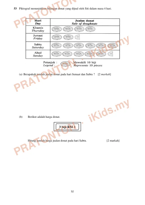 Pratonton muka 51 lembaran Soalan Matematik (4) UPSR — Matematik Tahun 6