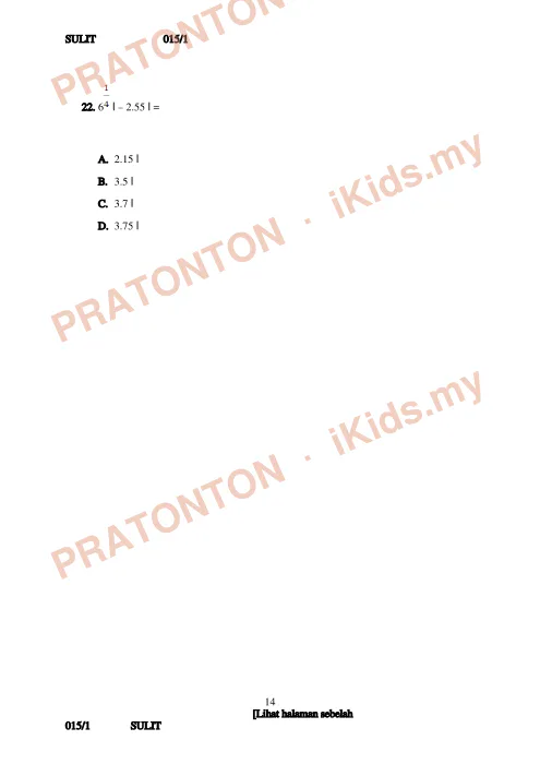 Pratonton muka 14 lembaran Soalan Matematik Random — Matematik Tahun 6
