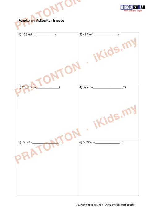Pratonton muka 22 lembaran Soalan Matematik UPSR (Nota) — Matematik Tahun 6